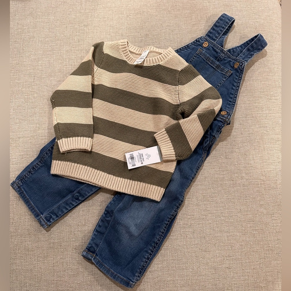 NWT Carters overalls & sweater outfit size 24M!